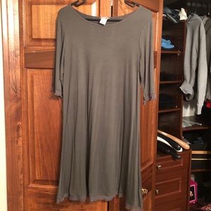 Army green plain shirt dress